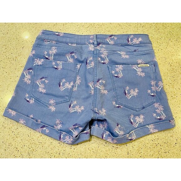 Palm shorts Maison Scotch Purple Palm Tree Beach Print Cuffed Denim Shorts 25 XS - Picture 7 of 9